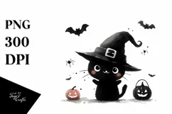 Simple Halloween Black Cat Clipart, High-Res PNG Product Image 3