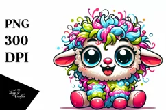 Cute Colorful Cartoon Lamb | Sublimation | Clipart Product Image 1
