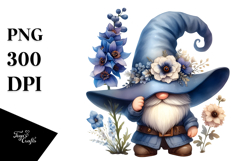 Gnome with Delphinium, High Resolution PNG Product Image 1