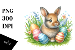 Whimsical Bunny Among Easter Eggs, Transparent PNG Product Image 1