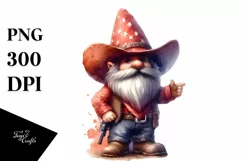 Washed Vibrant Cowboy Gnome PNG Product Image 1