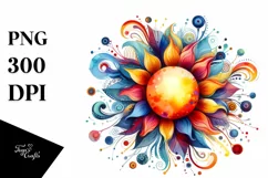 Colorful Watercolor Vibrant Sun Clipart Product Image 3