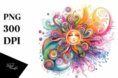 Colorful Watercolor Vibrant Sun Clipart Product Image 1