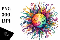 Colorful Watercolor Vibrant Sun Clipart Product Image 1
