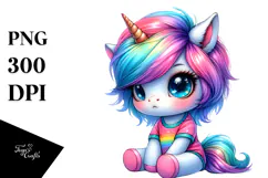 Cute Baby Unicorn Sitting PNG Product Image 1
