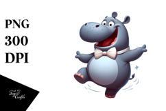 Silly Cartoon Hippo PNG Product Image 1