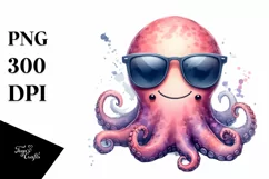 Smiling Octopus Portrait | Watercolor Clipart Product Image 3