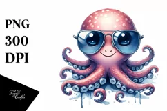 Smiling Octopus Portrait | Watercolor Clipart Product Image 3