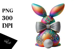 Glittery Bunny Sitting PNG Product Image 1