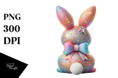 Glittery Bunny Sitting PNG Product Image 1