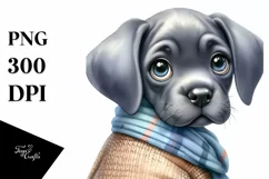 Watercolor Cute Baby Great Dane Behind Clipart Product Image 3