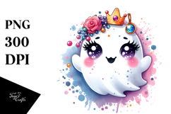 Funny Cute Ghost with Glam Accessories, Transparent PNG Product Image 1