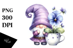 Gnome with Violet and Cup PNG Product Image 1