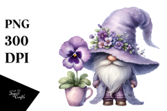 Gnome with Violet and Cup PNG Product Image 1