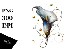 Glossy Calla Lily with Golden Insertions, PNG Product Image 1