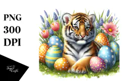 Digital Watercolor Baby Tiger PNG Product Image 1