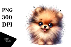 Watercolor Cute Pomeranian PNG Product Image 1