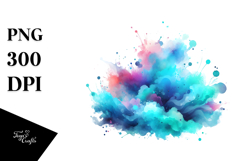 Colorful Watercolor Splash | Gold Foil | Cyan Product Image 1