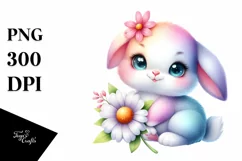 Colorful Baby Bunny Resting on Flower | Sublimation | Product Image 3
