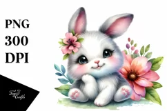 Colorful Baby Bunny Resting on Flower | Sublimation | Product Image 1