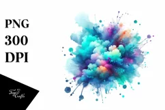 Colorful Watercolor Splash | Gold Foil | Cyan Product Image 3