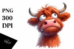 Confused Baby Highland Cow PNG Product Image 3