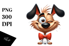 Silly Cartoon Dog with Bow Tie, High-Res PNG Product Image 1