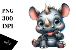 Energetic Baby Rhino PNG Product Image 1