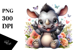 Energetic Baby Rhino PNG Product Image 1