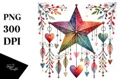 Simple Boho Star Hearts PNG Product Image 1