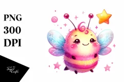 Colorful Baby Bee Pinkish Star | Sublimation | Clipart Product Image 3