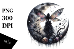 Creative Gothic Fairy on the Moon PNG Product Image 1