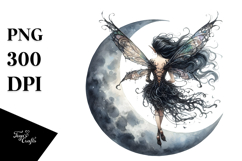 Gothic Fairy on the Moon PNG Product Image 1