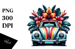Retro Tropical Flower Beetle Car, 20 oz Tumbler Product Image 1