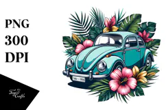 Retro Tropical Flower Beetle Car, 20 oz Tumbler Product Image 1