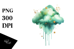 Colorful Greenish Watercolor Cloud | Small Golden Foil Product Image 1
