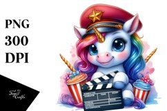 Colorful Baby Unicorn with Director Cap PNG Product Image 3