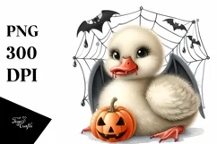 Funny Baby Swan With Halloween Vampire Fangs | Clipart Product Image 1