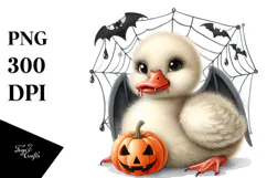 Funny Baby Swan With Halloween Vampire Fangs | Clipart Product Image 1