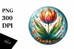 Detailed Stained Tulip Round Wood | Clipart Product Image 3