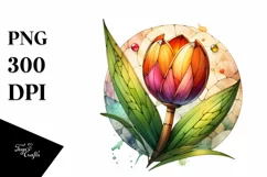 Wooden Stained Tulip Watercolor Splash | Sublimation | Product Image 3