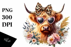 Elegant Highland Cow With Animal Print Sunglasses | Product Image 1
