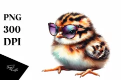 Vibrant Baby Partridge with Sunglasses | Clipart Product Image 1