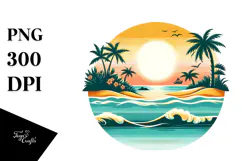 Retro Tropical Island Sunset, 20 oz Tumbler Product Image 1
