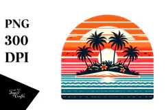 Retro Tropical Island Sunset, 20 oz Tumbler Product Image 1