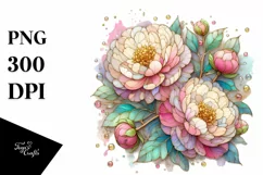 Small Stained Peonies, Transparent PNG Product Image 3