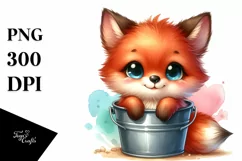 Colorful Baby Fox in Bucket | Sublimation | Clipart Product Image 3