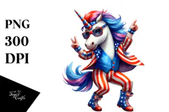 Patriotic Unicorn Dancing PNG Product Image 1