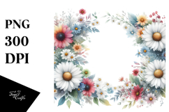 Colorful Daisy Frame PNG Product Image 1