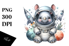 Cute Baby Rhino in Astronaut Helmet PNG Product Image 1